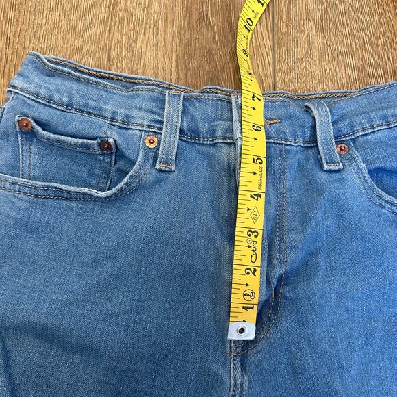 Levi's Blue Denim Jean Shorts High Rise Womens Size 29 Distressed Hem - Picture 5 of 6